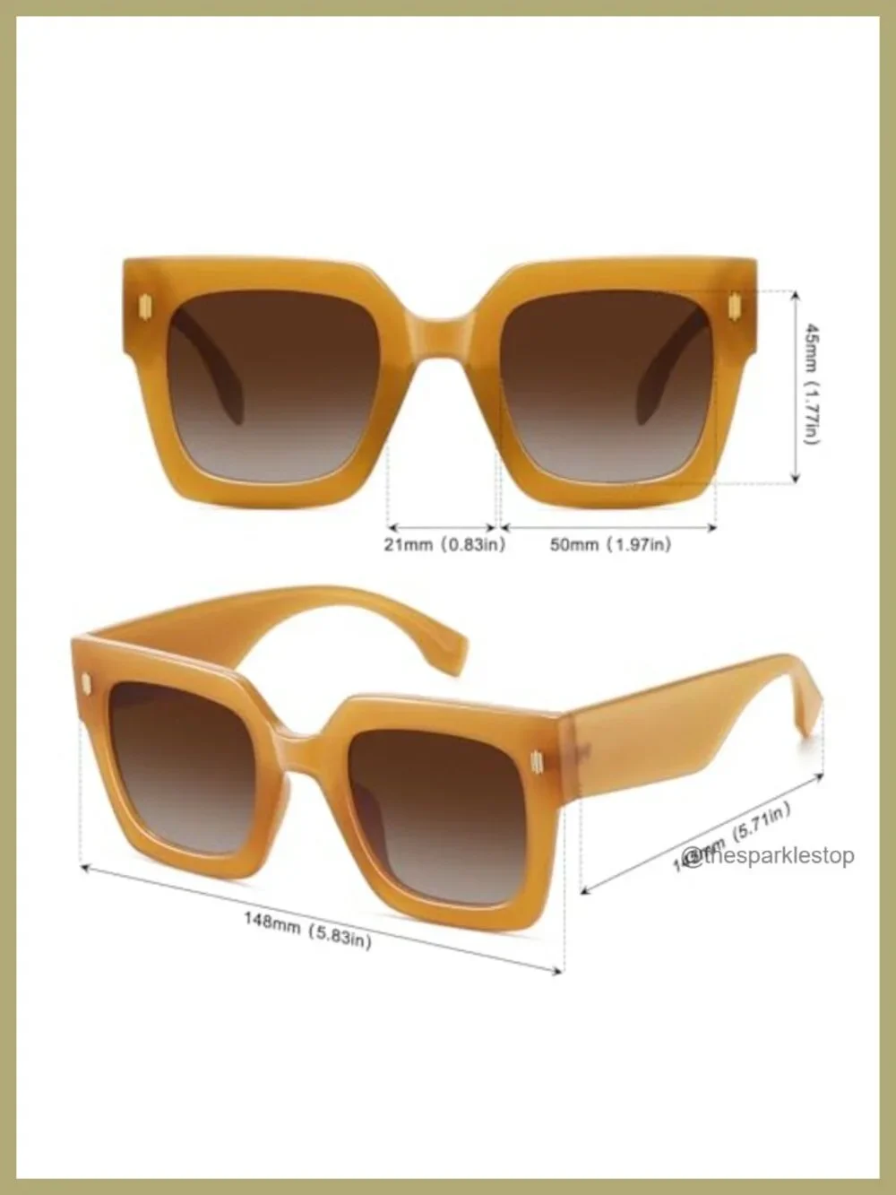 Retro Square Sunglasses Oversized UV400 Protection Large Shades